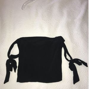 Lulus Black Top with Adjustable Tie Sleeves